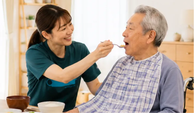 スタッフが身体介護支援をしている様子